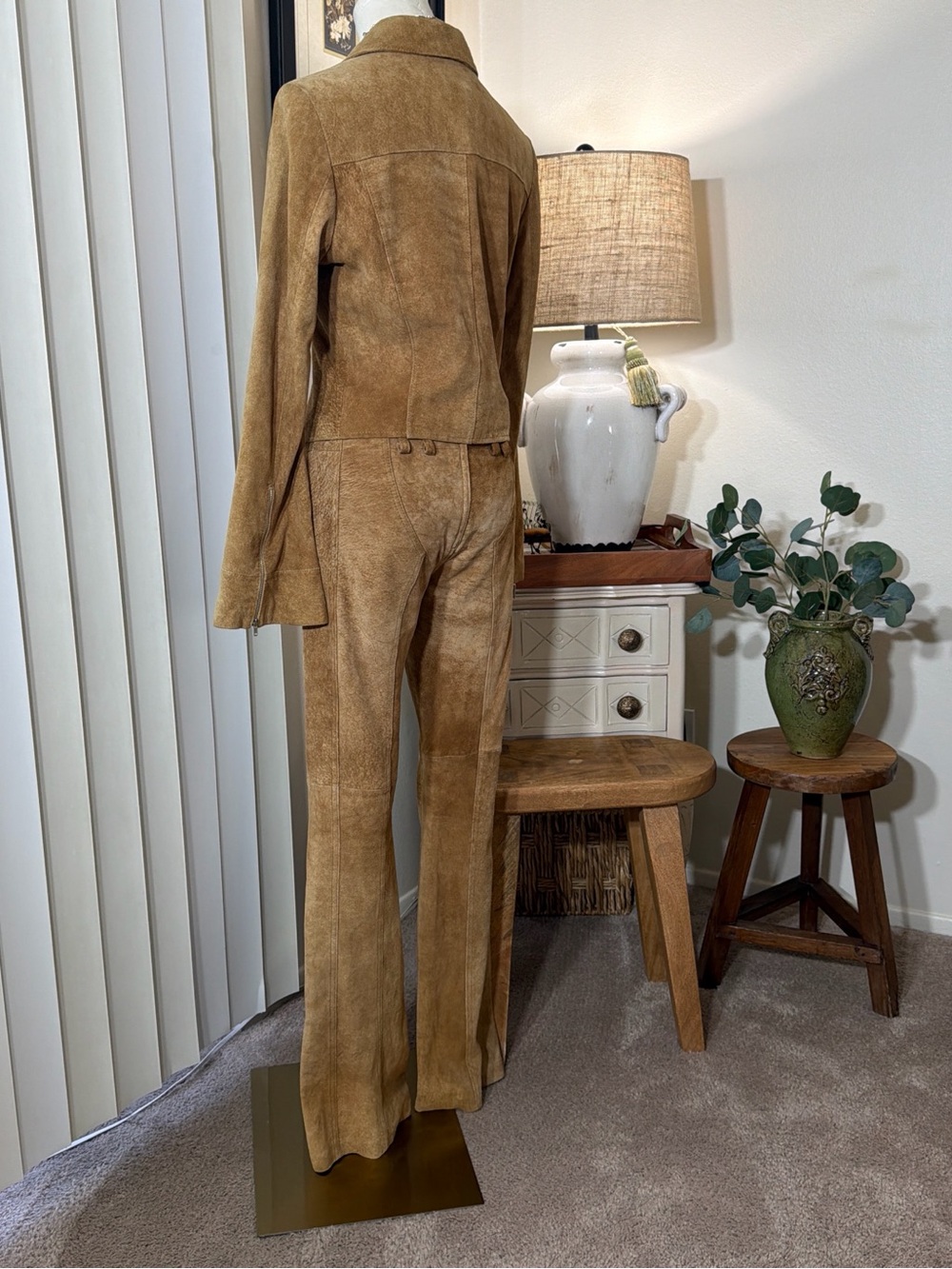 Bebe Leather Suede Jacket Pants Two Piece Ser - Picture 5 of 8